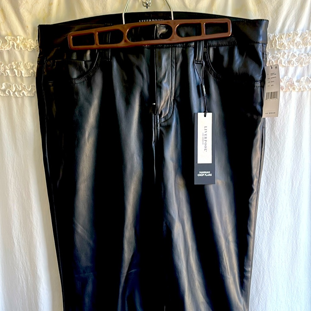 Liverpool flare faux leather pants